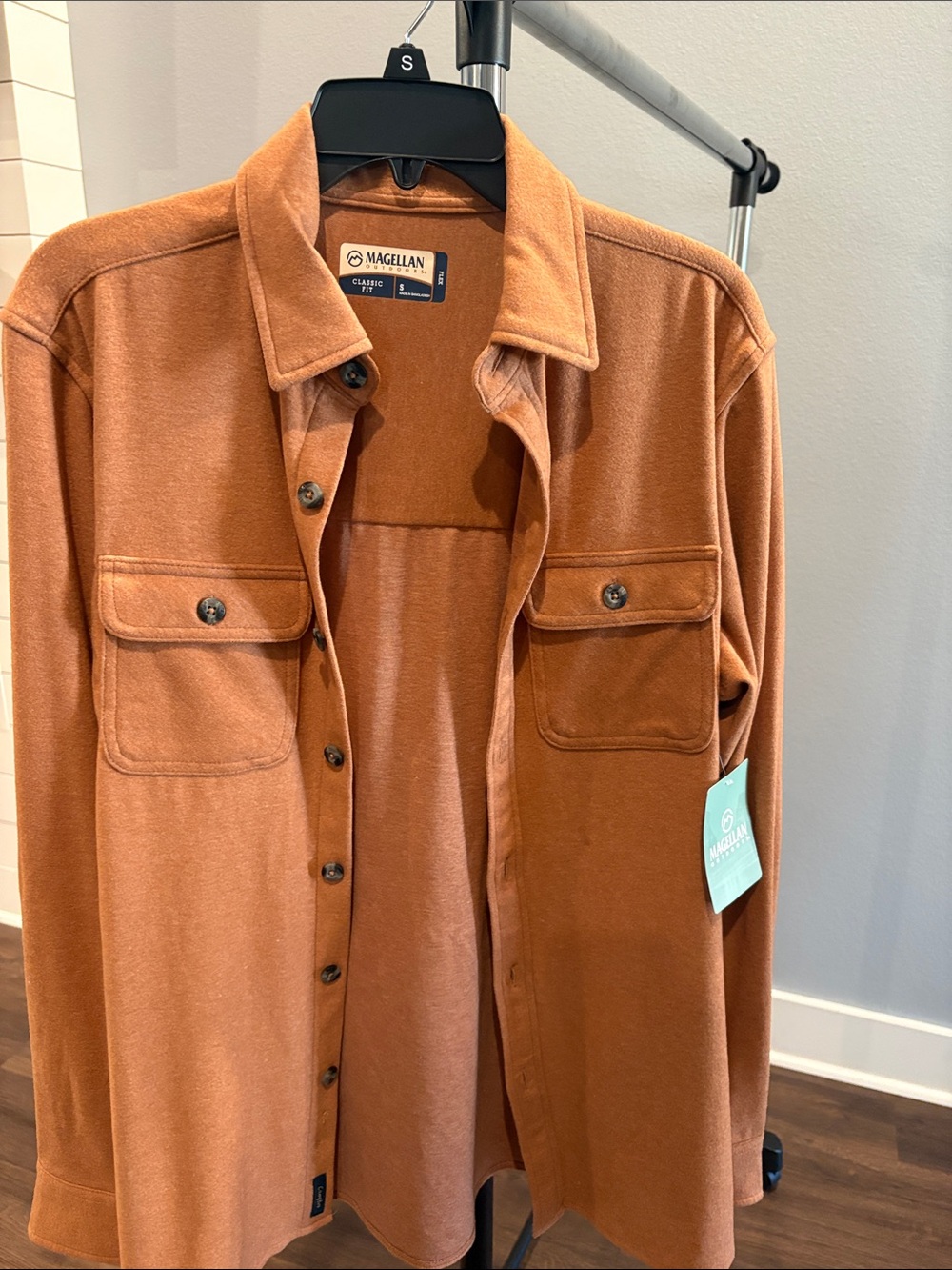 Magellan Outdoors Men's Burnt Orange Button-Front Shirt Jacket